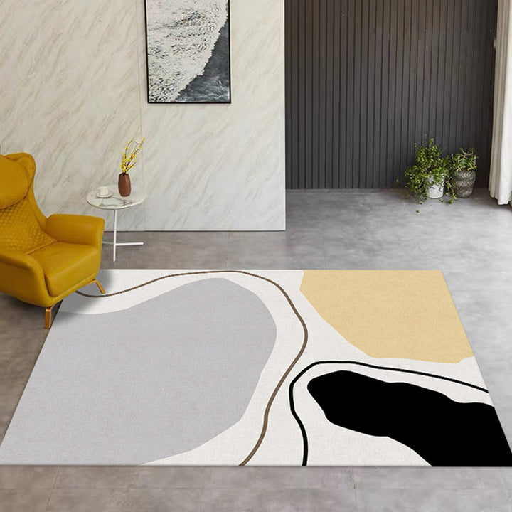 Stornfield | Innovative Beige Abstract Polyester Floor Mat Non-Slip Washable Pet-Friendly Mat for Living Room