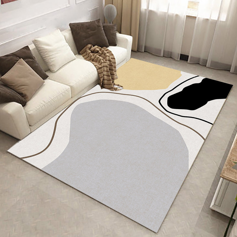 Stornfield | Innovative Beige Abstract Polyester Floor Mat Non-Slip Washable Pet-Friendly Mat for Living Room