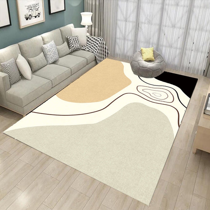 Stornfield | Innovative Beige Abstract Polyester Floor Mat Non-Slip Washable Pet-Friendly Mat for Living Room