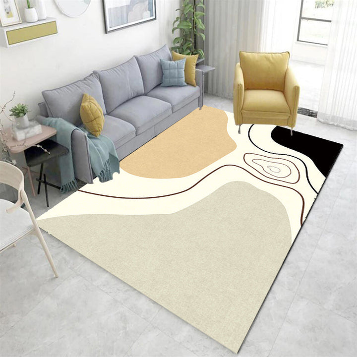 Stornfield | Innovative Beige Abstract Polyester Floor Mat Non-Slip Washable Pet-Friendly Mat for Living Room