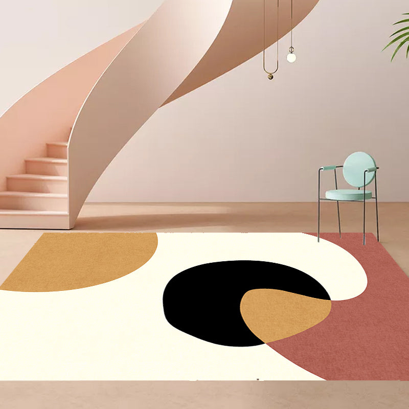 Stornfield | Innovative Beige Abstract Polyester Floor Mat Non-Slip Washable Pet-Friendly Mat for Living Room