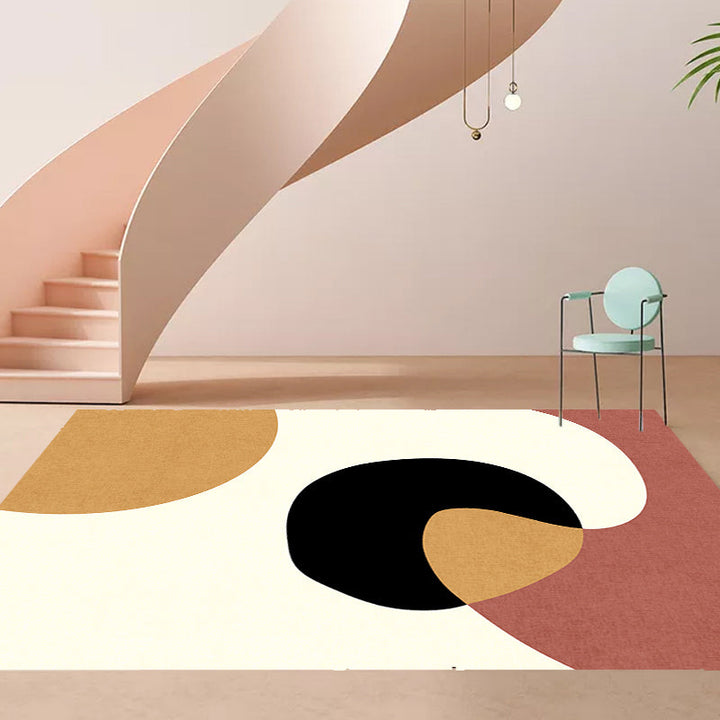 Stornfield | Innovative Beige Abstract Polyester Floor Mat Non-Slip Washable Pet-Friendly Mat for Living Room