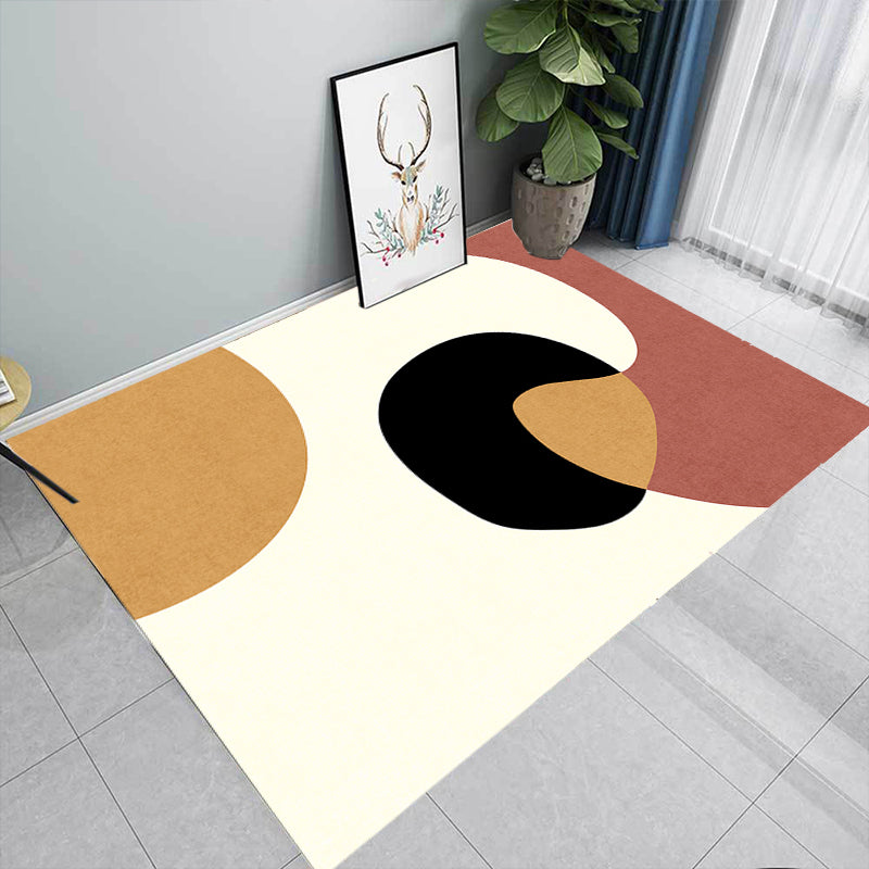 Stornfield | Innovative Beige Abstract Polyester Floor Mat Non-Slip Washable Pet-Friendly Mat for Living Room