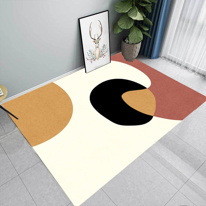 Stornfield | Innovative Beige Abstract Polyester Floor Mat Non-Slip Washable Pet-Friendly Mat for Living Room