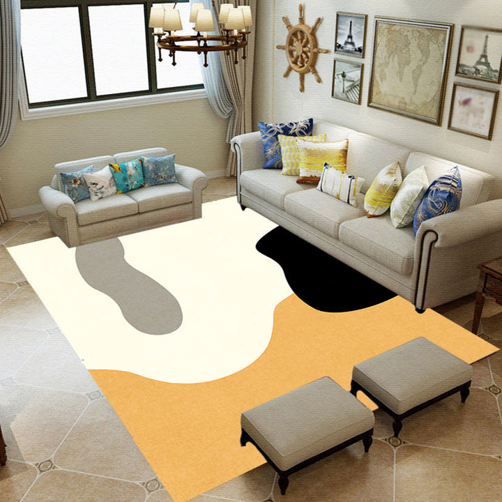 Stornfield | Innovative Beige Abstract Polyester Floor Mat Non-Slip Washable Pet-Friendly Mat for Living Room