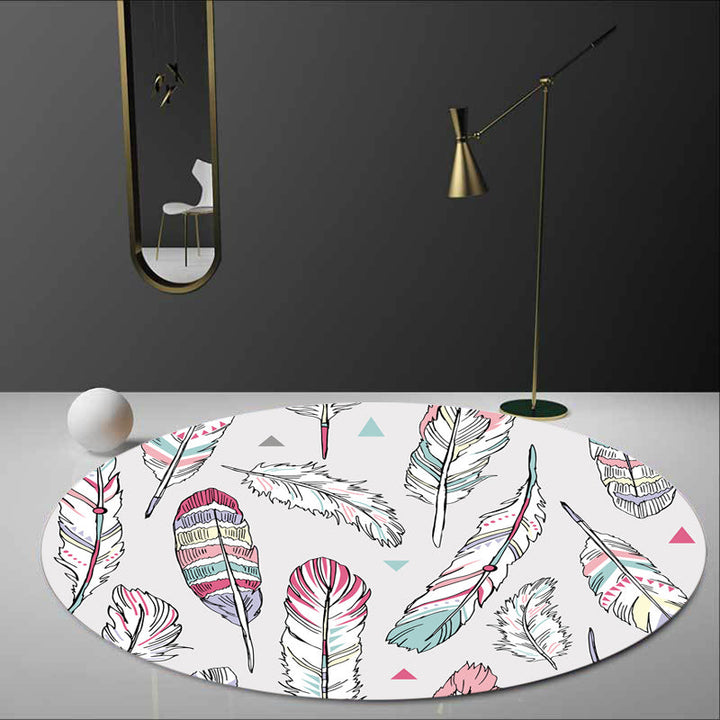 Stornfield | Shaded Feather Pattern Light Grey Polyester Kids Rug Pet Friendly Washable Area Rug for Nursery Playroom
