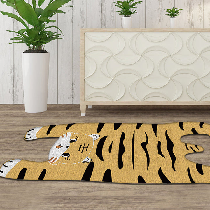 Stornfield | Grey and Yellow Irregular Tiger Animal Pattern Kids Rug, Pet-Friendly Polyester Area Rug