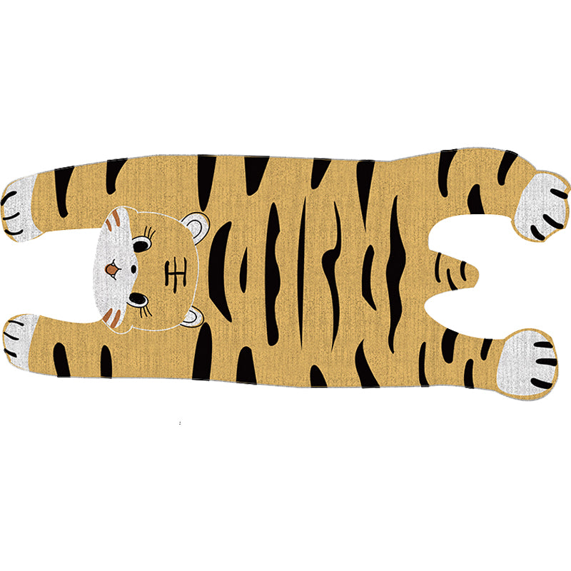 Stornfield | Grey and Yellow Irregular Tiger Animal Pattern Kids Rug, Pet-Friendly Polyester Area Rug