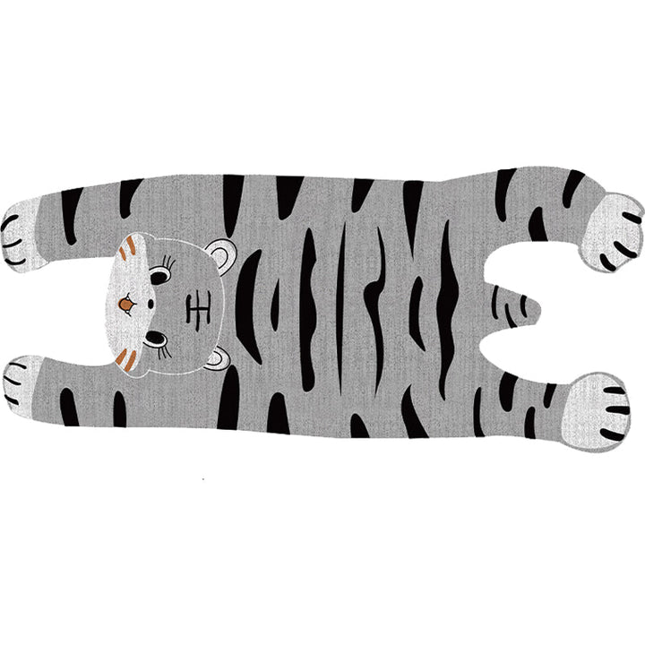 Stornfield | Grey and Yellow Irregular Tiger Animal Pattern Kids Rug, Pet-Friendly Polyester Area Rug