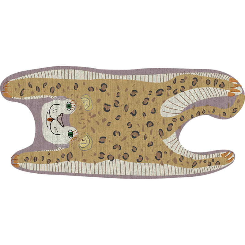 Stornfield | Irregular Yellow and Purple Leopard Print Kids' Bedroom Rug, Non-Slip Polyester Mat