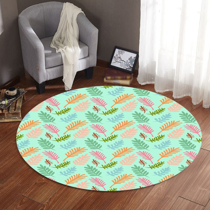 Stornfield | Green Unique Leaf Pattern Rug Polyester Kids' Rug Washable Pet-Friendly Non-Slip Nursery Rug