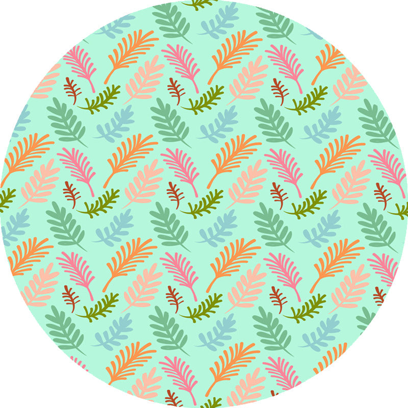 Stornfield | Green Unique Leaf Pattern Rug Polyester Kids' Rug Washable Pet-Friendly Non-Slip Nursery Rug
