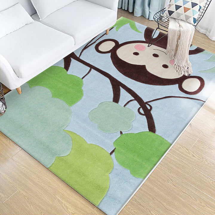Stornfield | Green Multicolored Animal Rug for Kids Washable Polyester Animal-Friendly Rug Non-Slip Rug for Kids' Room