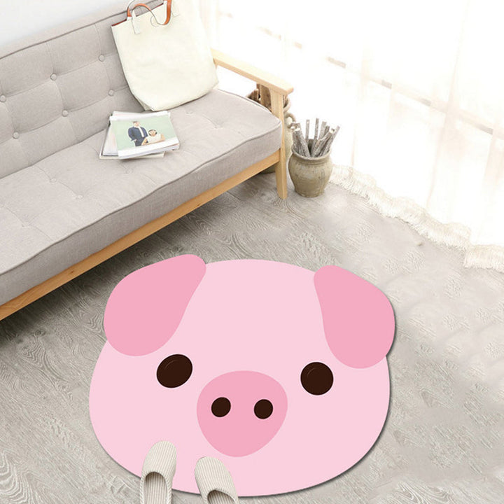 Stornfield | Unique Green and Pink Cartoon Animal Pattern Rug - Kids' Polyester Rug, Pet-Friendly, Washable, Non-Slip for Children's Room
