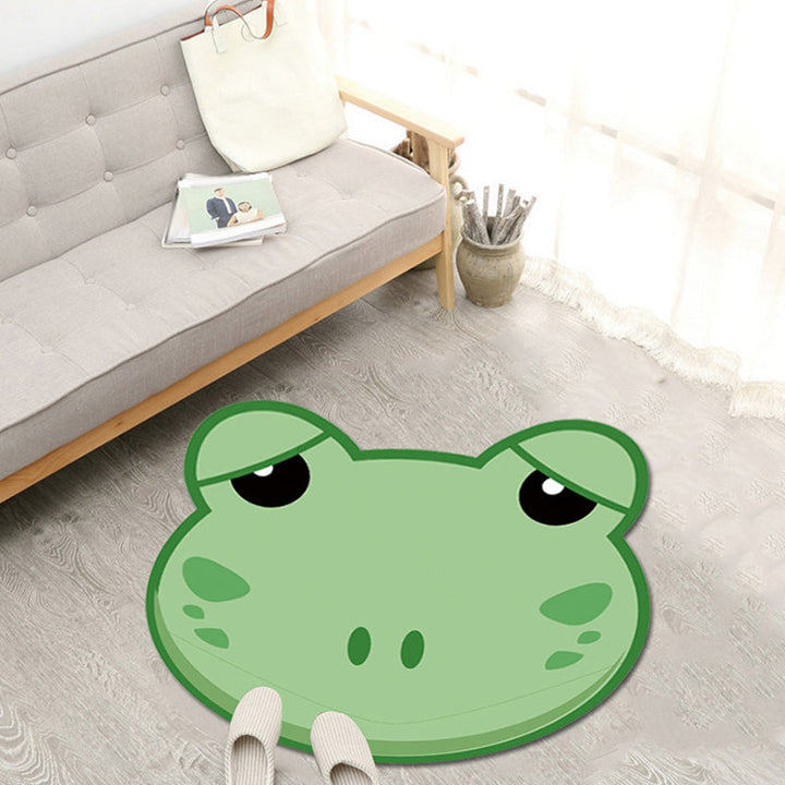 Stornfield | Unique Green and Pink Cartoon Animal Pattern Rug - Kids' Polyester Rug, Pet-Friendly, Washable, Non-Slip for Children's Room