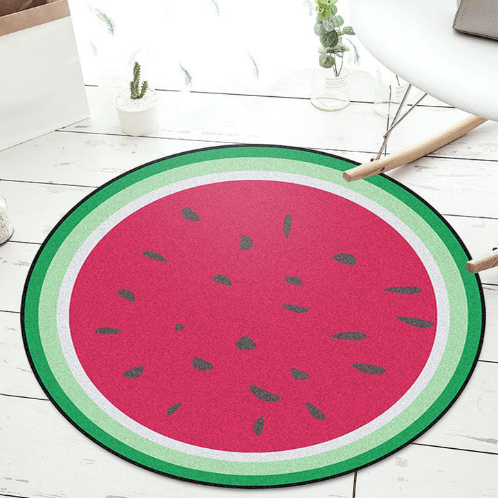 Stornfield | Unique Red and Green Watermelon Pattern Mat Washable Polyester Kids Rug Pet-Friendly Non-Slip Playroom Rug
