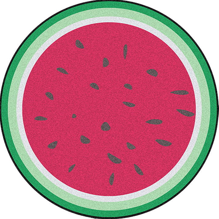 Stornfield | Unique Red and Green Watermelon Pattern Mat Washable Polyester Kids Rug Pet-Friendly Non-Slip Playroom Rug