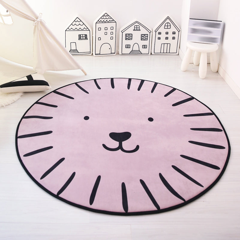 Stornfield | Unique Pink and Blue Animal Pattern Rug Pet-Friendly Polyester Washable Non-Slip Kids' Rug for Children's Bedroom