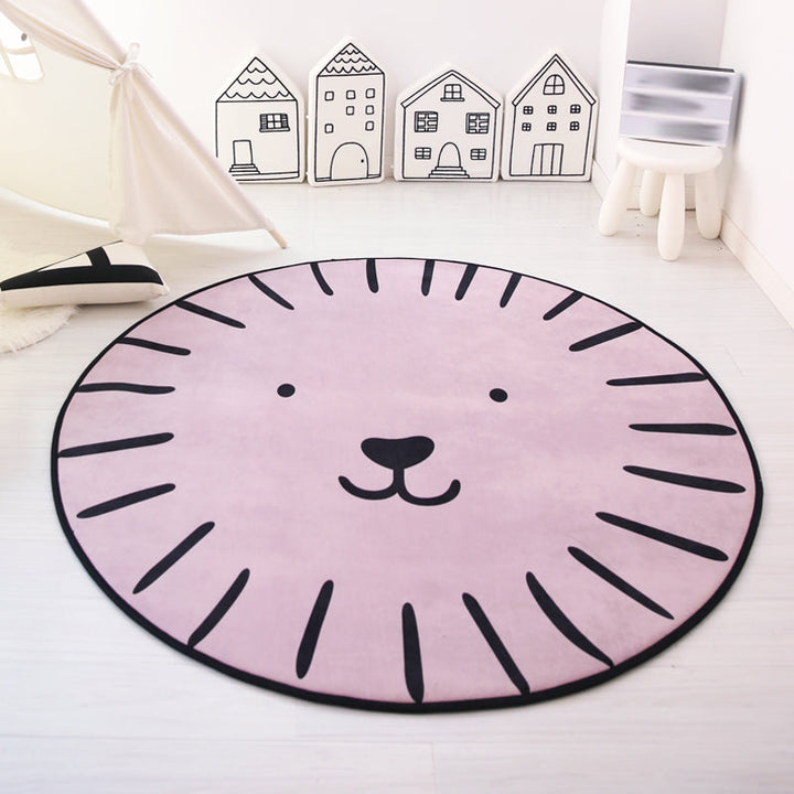 Stornfield | Unique Pink and Blue Animal Pattern Rug Pet-Friendly Polyester Washable Non-Slip Kids' Rug for Children's Bedroom