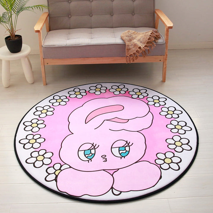 Stornfield | Unique Pink and Blue Animal Pattern Rug Pet-Friendly Polyester Washable Non-Slip Kids' Rug for Children's Bedroom
