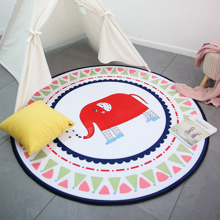 Stornfield | Unique Pink and Blue Animal Pattern Rug Pet-Friendly Polyester Washable Non-Slip Kids' Rug for Children's Bedroom