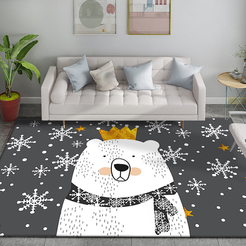 Stornfield | Funky Multicolor Cartoon Bear Fleece Rug Pet-Friendly Polyester Kids Play Mat Washable Area Rug for Nursery