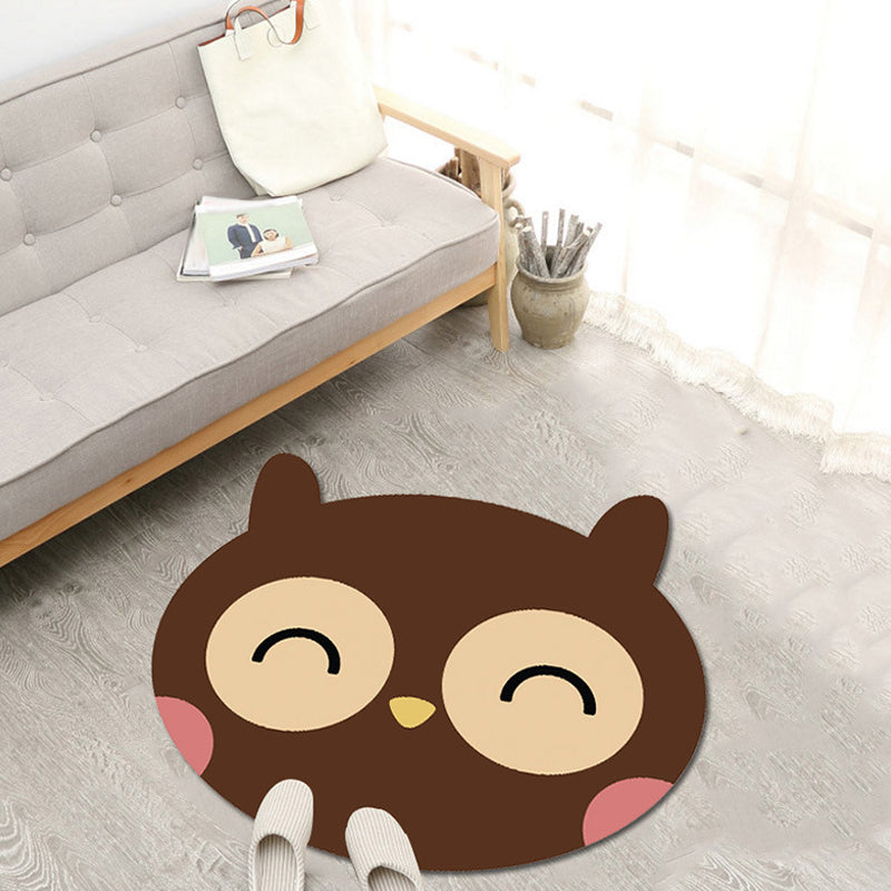 Stornfield | Kids' Fleece Rug with Cute Brown and Yellow Cartoon Animal Pattern, Washable Polyester, Pet-Friendly, Non-Slip Mat for Children's Bedroom