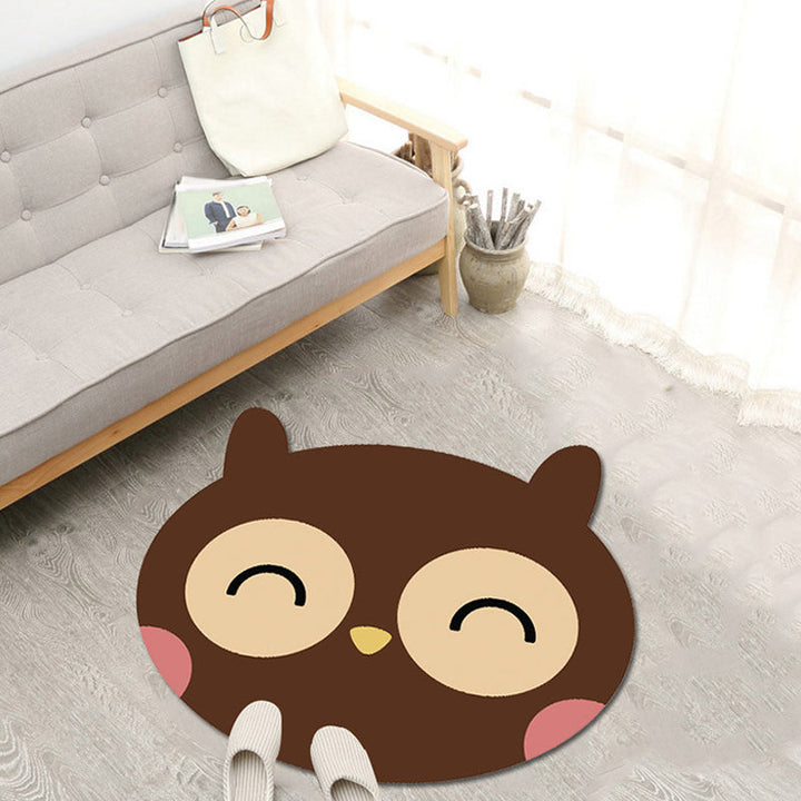 Stornfield | Kids' Fleece Rug with Cute Brown and Yellow Cartoon Animal Pattern, Washable Polyester, Pet-Friendly, Non-Slip Mat for Children's Bedroom