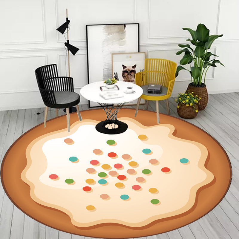 Stornfield | Novelty Cake Pattern Brown & Purple Washable Pet Friendly Polyester Children's Rug for Nursery Bedroom