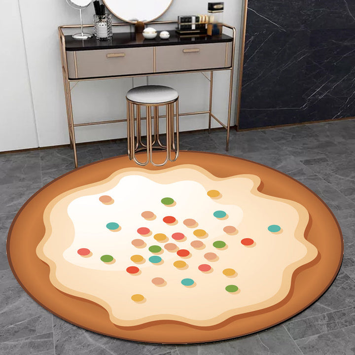 Stornfield | Novelty Cake Pattern Brown & Purple Washable Pet Friendly Polyester Children's Rug for Nursery Bedroom