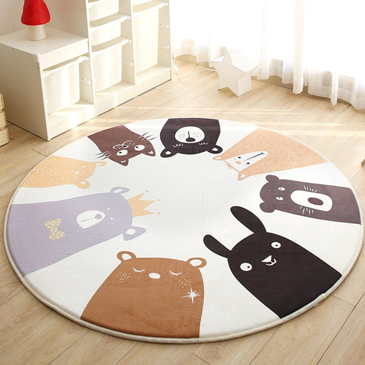 Stornfield | Grayon and Green Polyester Cartoon Animal Rug for Kids, Washable Rug, Pet Friendly, Non-Slip Mat for Your Child's Bedroom