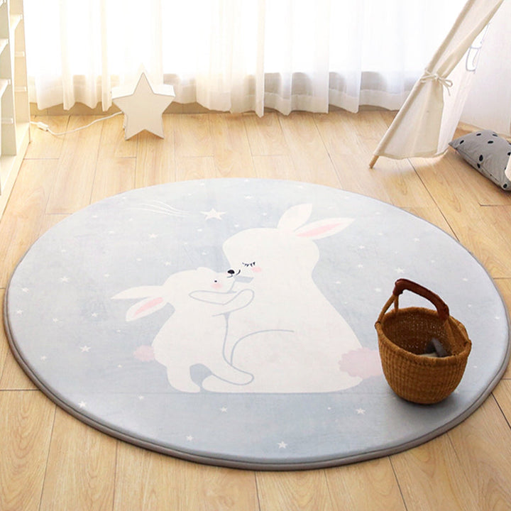 Stornfield | Grayon and Green Polyester Cartoon Animal Rug for Kids, Washable Rug, Pet Friendly, Non-Slip Mat for Your Child's Bedroom
