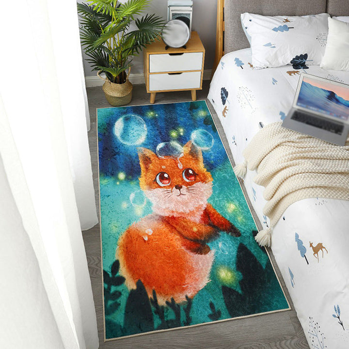 Stornfield | Green and Blue Dog Pattern Kids Rug Polyester Washable Pet-Friendly Non-Slip Area Rug for Children's Room