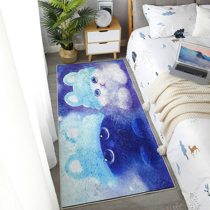 Stornfield | Green and Blue Dog Pattern Kids Rug Polyester Washable Pet-Friendly Non-Slip Area Rug for Children's Room