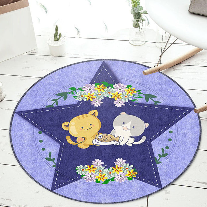 Stornfield | Black and Green Kids Rug, Polyester, Cartoon Animal and Flower Pattern, Pet-Friendly Mat, Washable, Non-Slip Backing, Decorative Rug