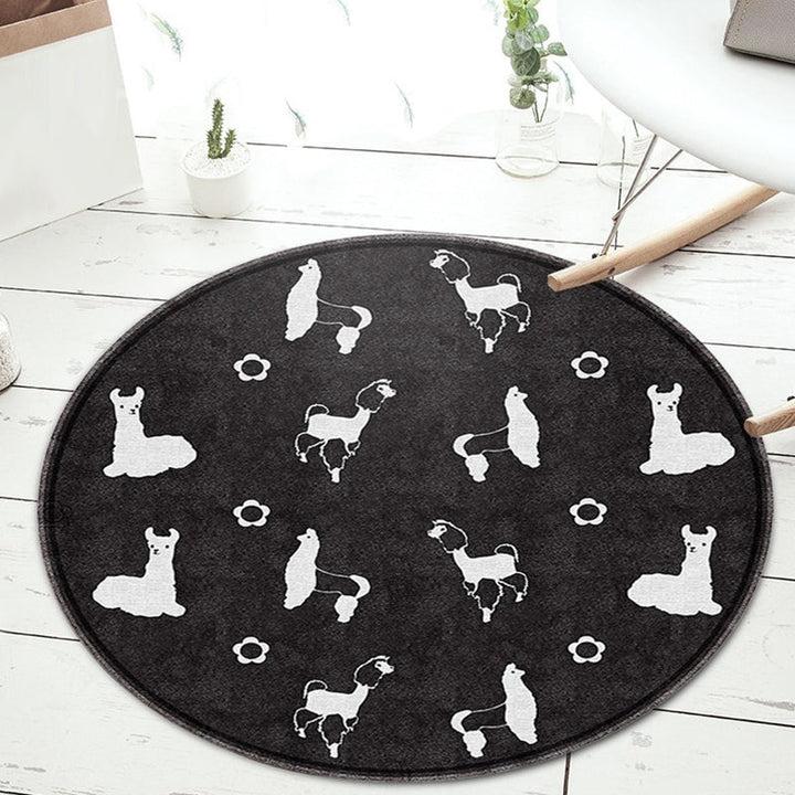 Stornfield | Black and Green Kids Rug, Polyester, Cartoon Animal and Flower Pattern, Pet-Friendly Mat, Washable, Non-Slip Backing, Decorative Rug
