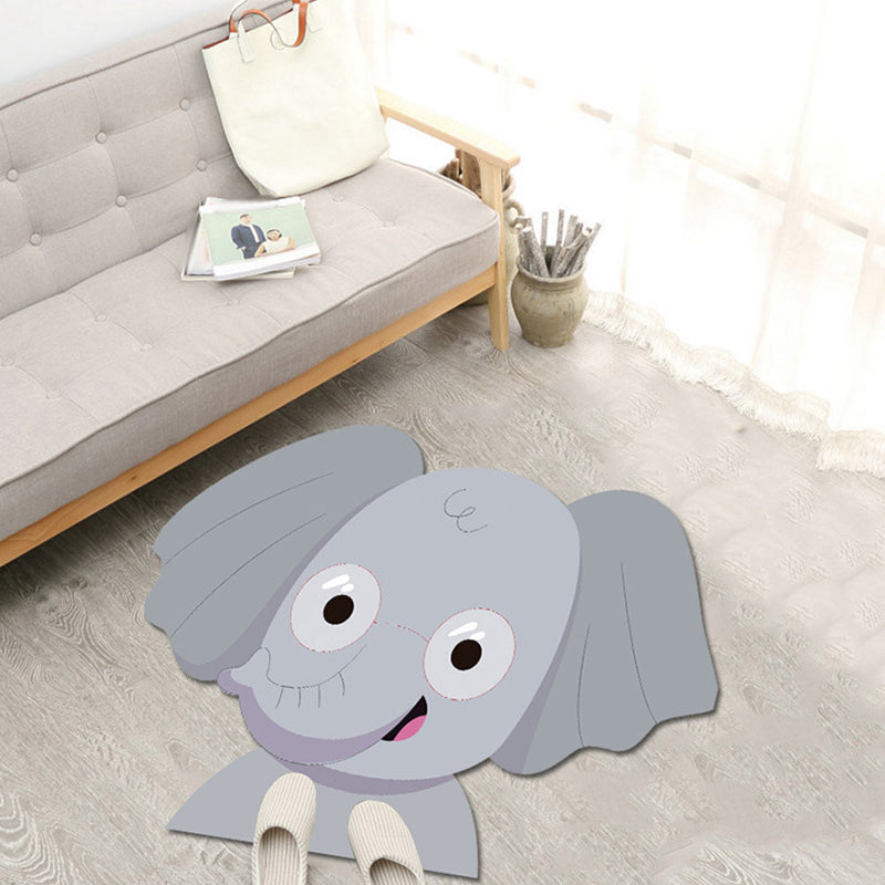 Stornfield | Green and Blue Cartoon Animal Pattern Polyester Children's Rug Washable Pet Friendly Non-Slip Area Rug for Kids Room