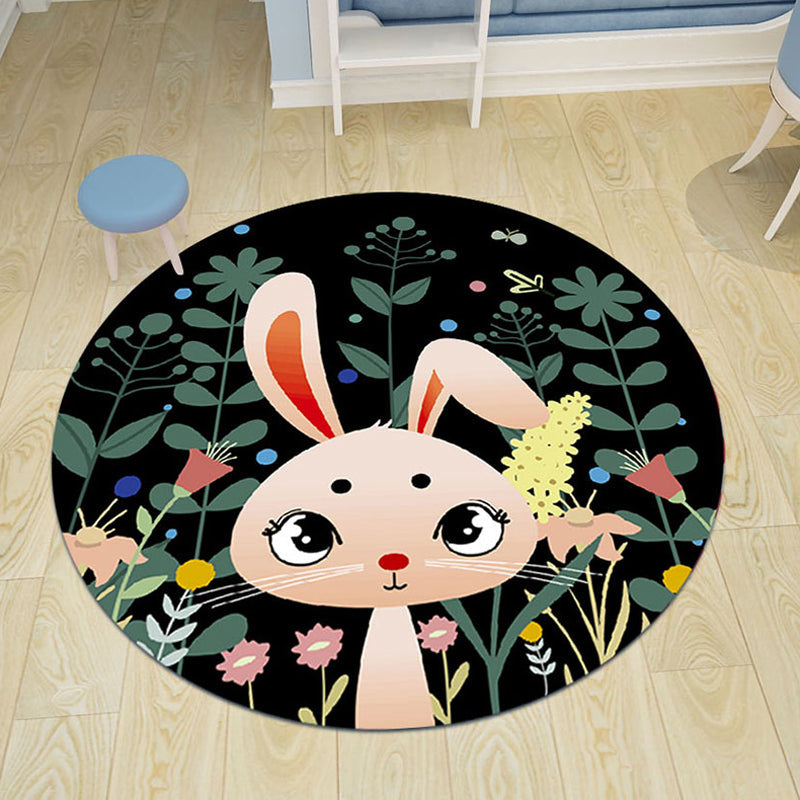 Stornfield | Pink and Blue Children's Polyester Cartoon Animal Rug Washable Animal-Friendly Mat Non-Slip Backing Decorative Rug