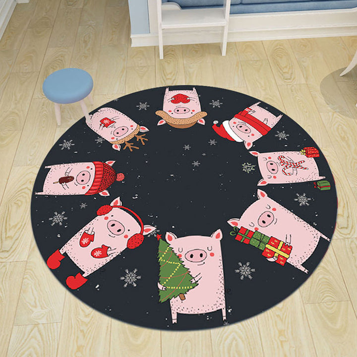 Stornfield | Pink and Blue Children's Polyester Cartoon Animal Rug Washable Animal-Friendly Mat Non-Slip Backing Decorative Rug