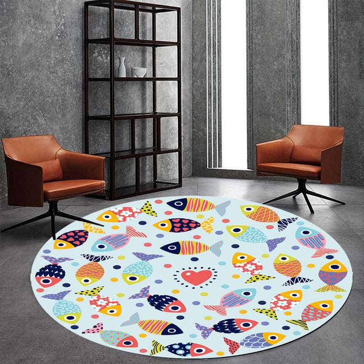 Stornfield | Green and Blue Polyester Kids' Animal and Fish Pattern Rug Pet-Friendly Washable Non-Slip Backing for Decoration