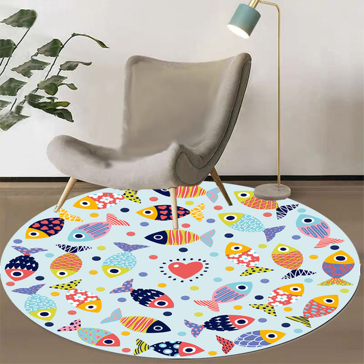 Stornfield | Green and Blue Polyester Kids' Animal and Fish Pattern Rug Pet-Friendly Washable Non-Slip Backing for Decoration