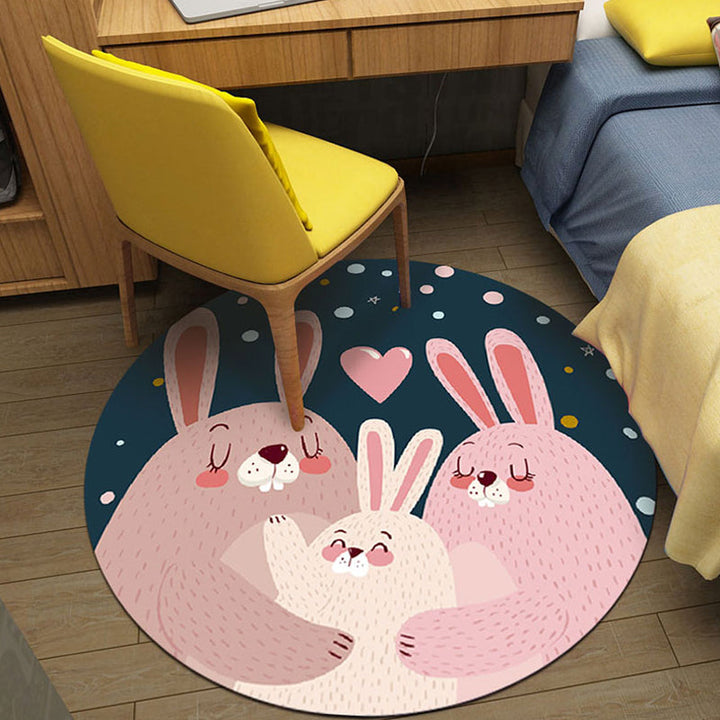 Stornfield | Pink Cute Cartoon Character Polyester Rug Kids Play Mat Washable Pet Friendly Non-Slip Mat for Nursery