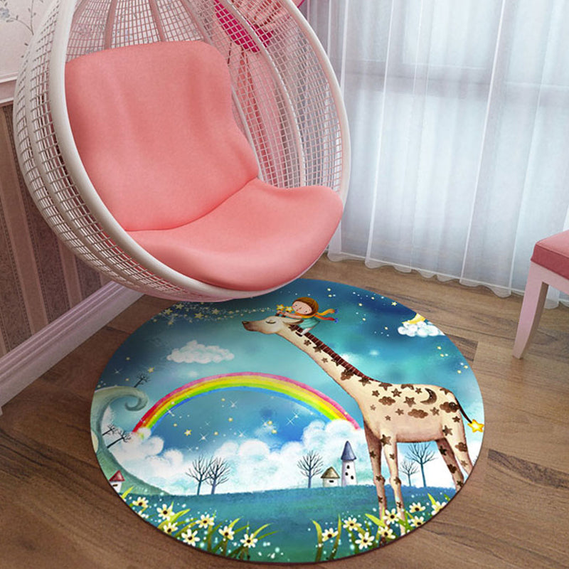 Stornfield | Pink Cute Cartoon Character Polyester Rug Kids Play Mat Washable Pet Friendly Non-Slip Mat for Nursery