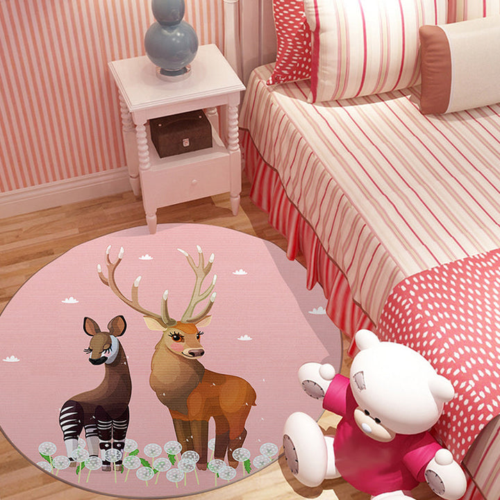 Stornfield | Cute Multicolor Cartoon Animal Pattern Rug Non-Slip Washable Polyester Kids Rug for Children's Bedroom