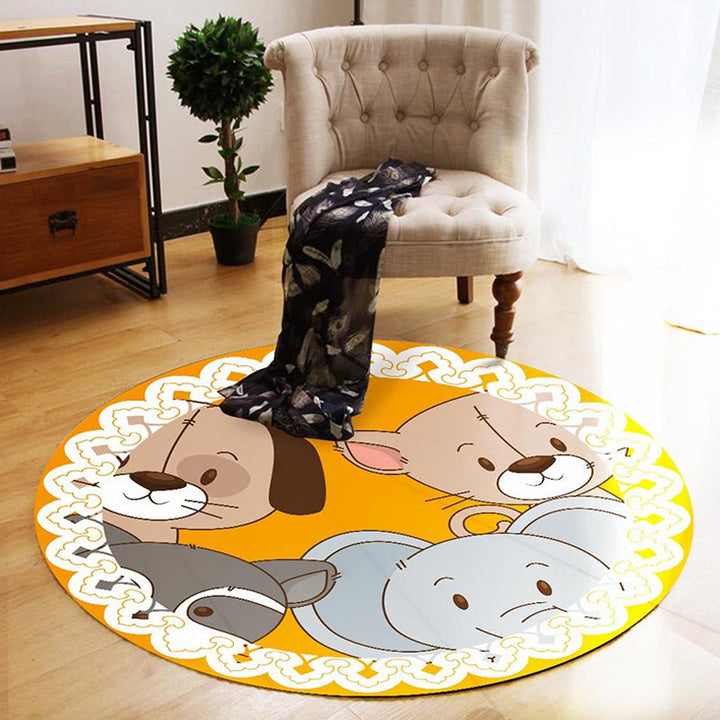 Stornfield | Cute Multicolor Cartoon Animal Pattern Rug Non-Slip Washable Polyester Kids Rug for Children's Bedroom