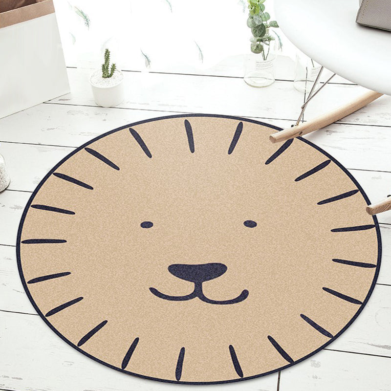 Stornfield | Kids Cartoon Animal Print Polyester Rug Apricot and Green Washable Rug Pet Friendly Non-Slip Rug for Kids Bedroom