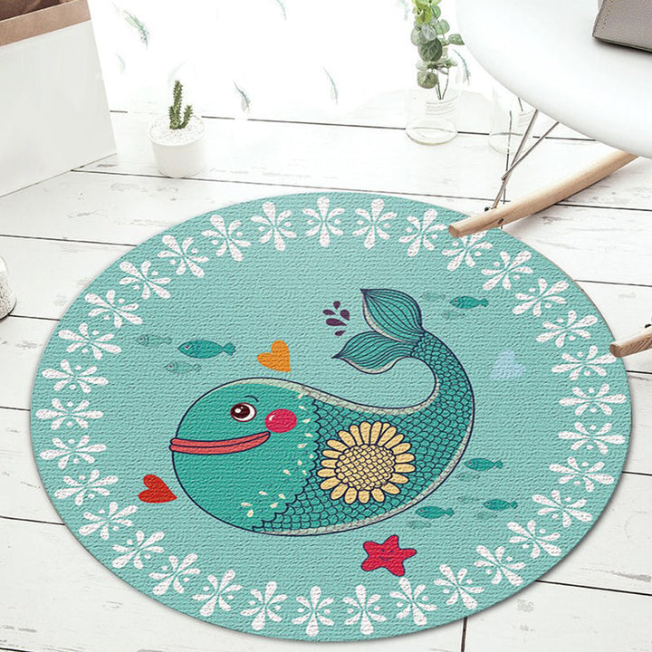Stornfield | Kids Cartoon Animal Print Polyester Rug Apricot and Green Washable Rug Pet Friendly Non-Slip Rug for Kids Bedroom