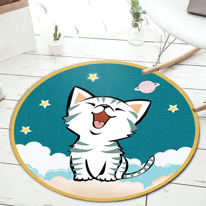 Stornfield | Green and Blue Stylish Cartoon Animal Pattern Rug Polyester Kids' Rug, Pet Friendly, Washable, with Anti-Slip Backing for Children's Room