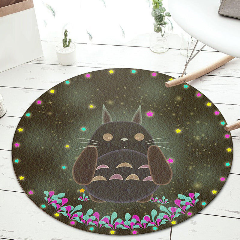 Stornfield | Green and Blue Stylish Cartoon Animal Pattern Rug Polyester Kids' Rug, Pet Friendly, Washable, with Anti-Slip Backing for Children's Room