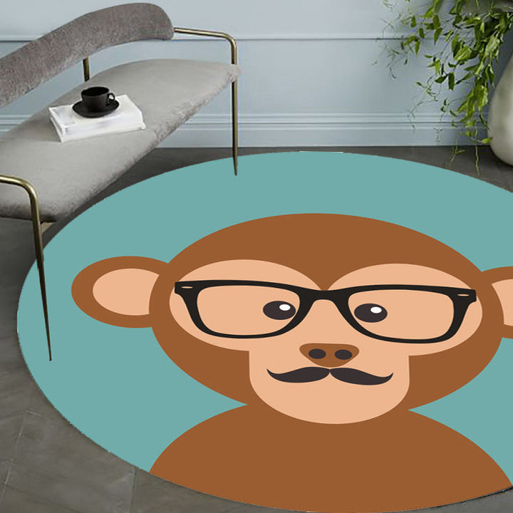 Stornfield | Ginger and Orange Unusual Cartoon Animal Pattern Polyester Rug, Kids Mat, Washable, Pet-Friendly, Non-Slip Mat for Nursery Bedroom
